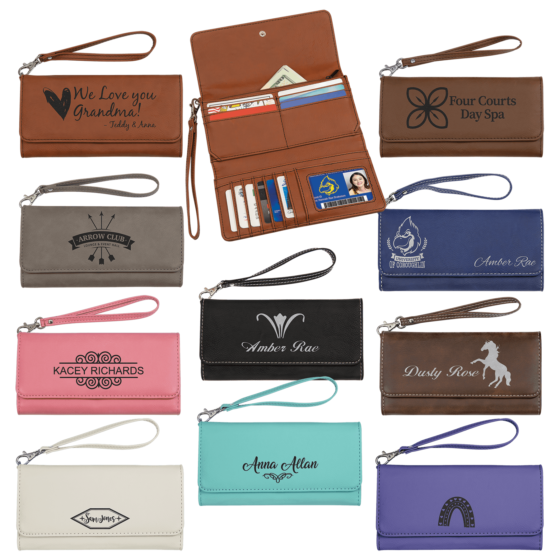 Laserable Leatherette Wallet with Strap