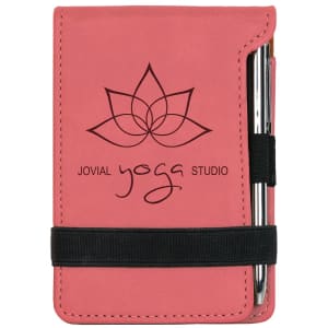 Laserable Leatherette Mini Notepad with Pen