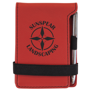 Laserable Leatherette Mini Notepad with Pen