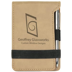 Laserable Leatherette Mini Notepad with Pen