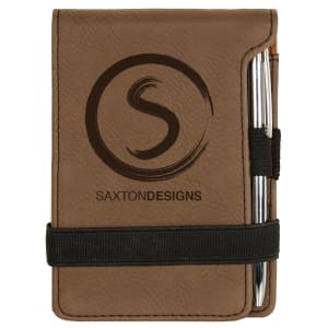 Laserable Leatherette Mini Notepad with Pen