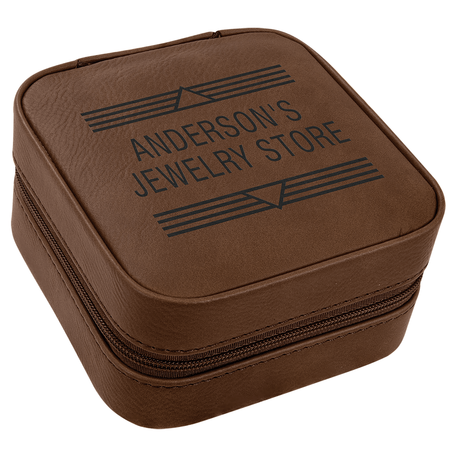 Laserable Leatherette Travel Jewelry Box with Tan Lining