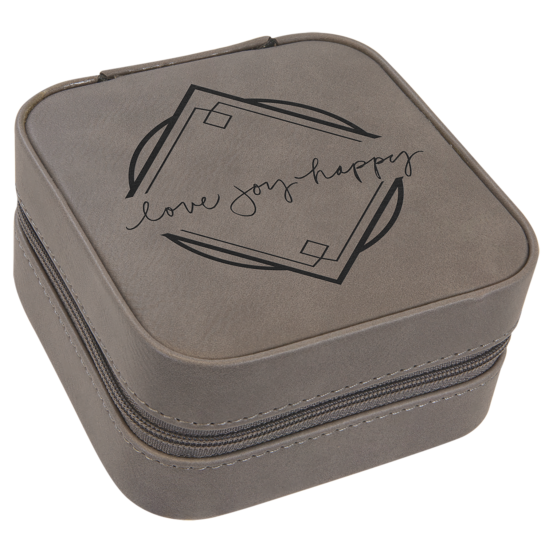 Laserable Leatherette Travel Jewelry Box with Tan Lining