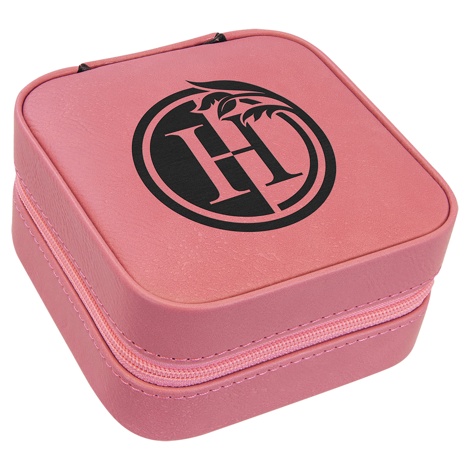 Laserable Leatherette Travel Jewelry Box with Tan Lining