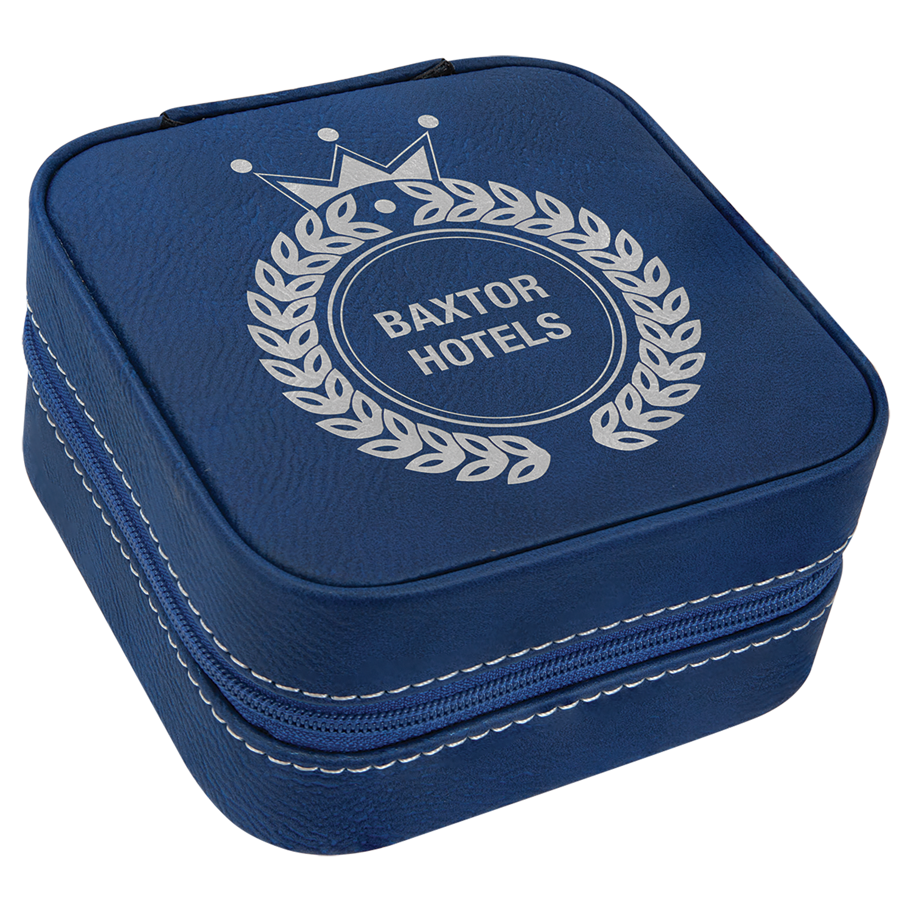 Laserable Leatherette Travel Jewelry Box with Tan Lining