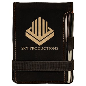 Laserable Leatherette Mini Notepad with Pen