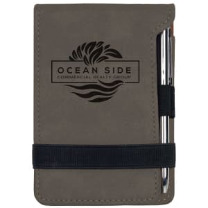 Laserable Leatherette Mini Notepad with Pen
