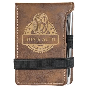 Laserable Leatherette Mini Notepad with Pen
