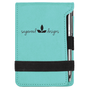 Laserable Leatherette Mini Notepad with Pen