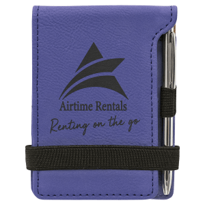 Laserable Leatherette Mini Notepad with Pen